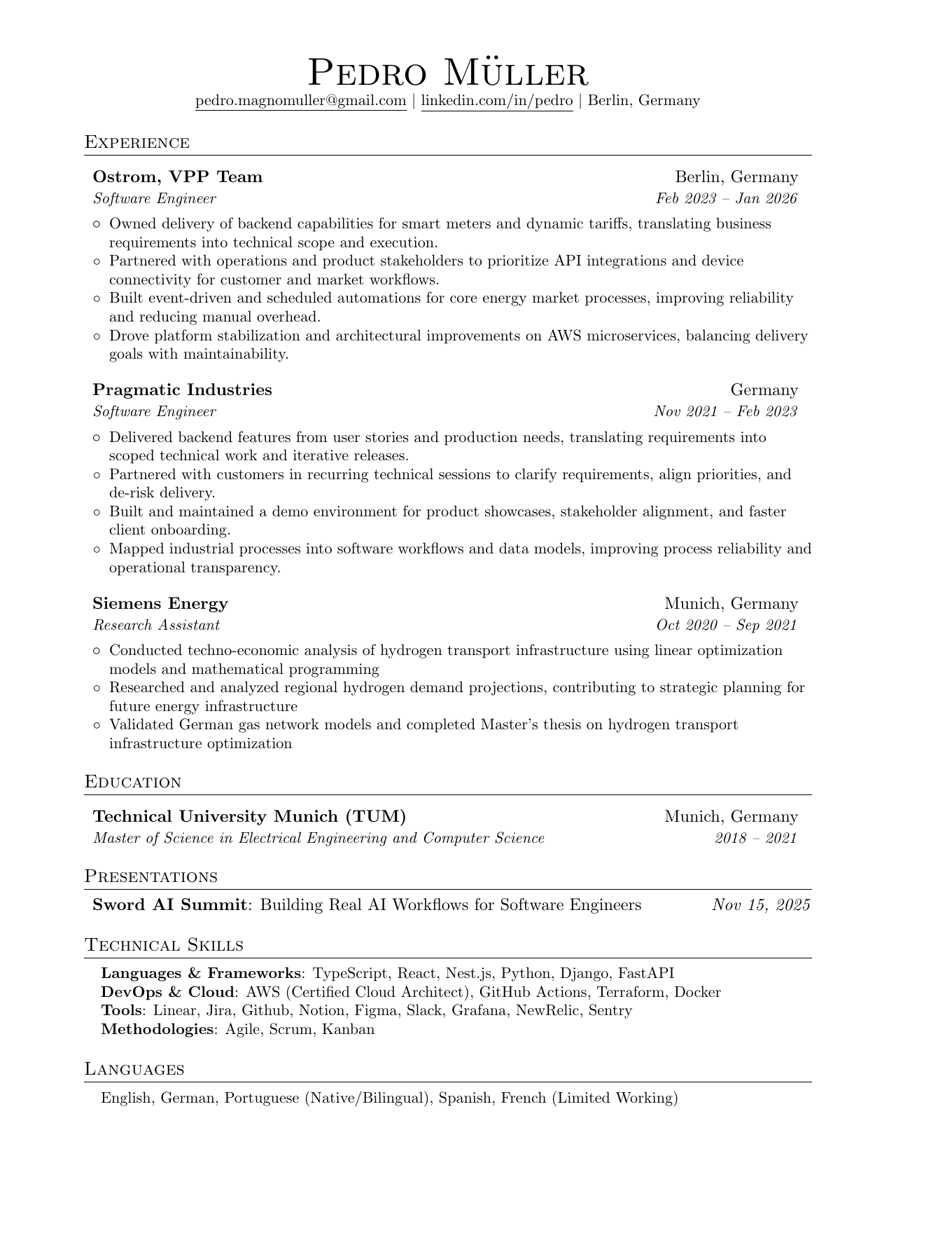Pedro Müller — Resume